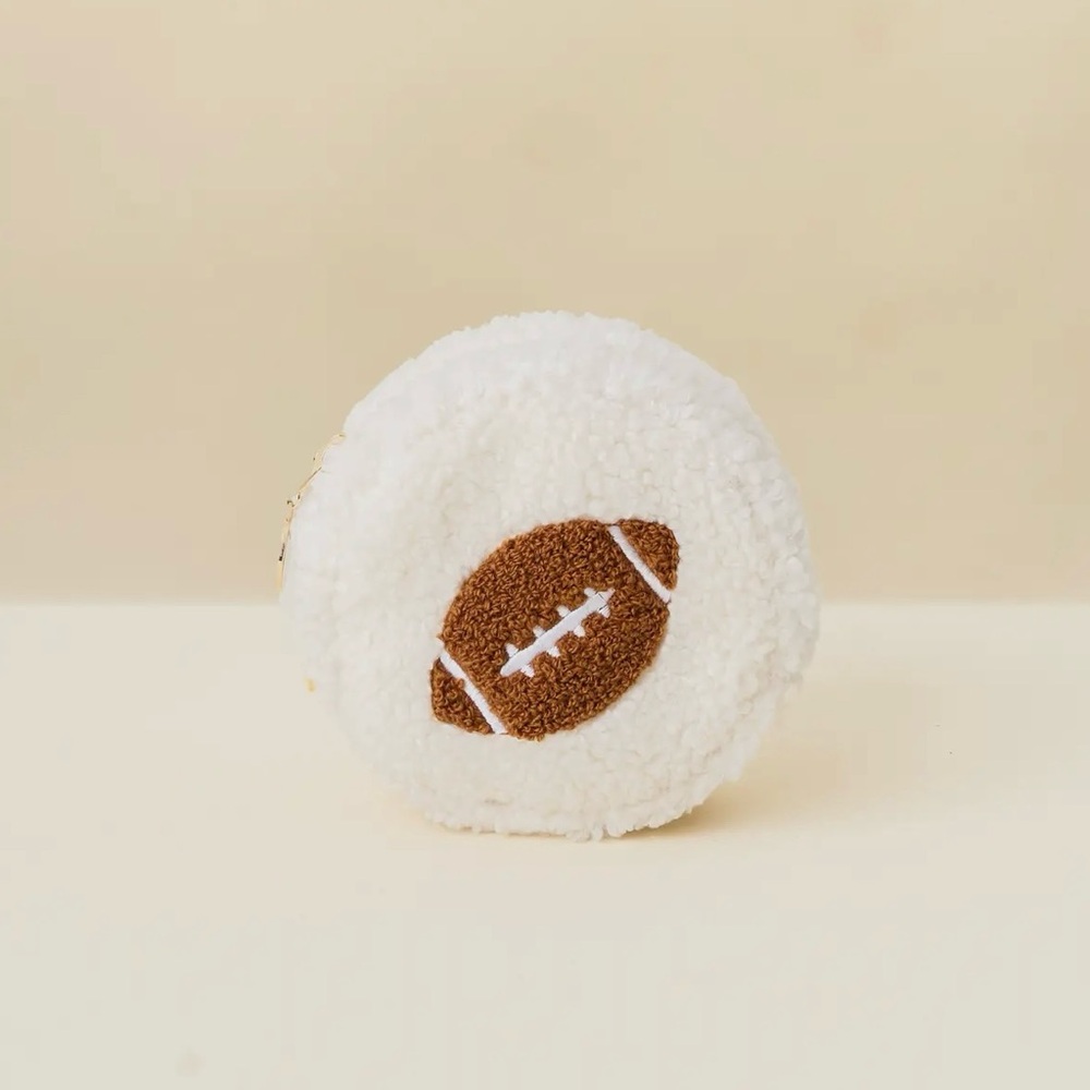 NWT White and Brown Football Teddy Plush Pouch